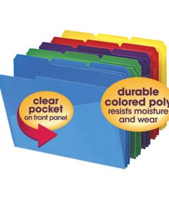 Smead Slash Pocket Poly File Folders, 1/3-Cut Tab, Letter Size, Assorted Colors, 30 per Box (10540) 15 81ZCQekBEL