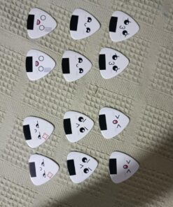 Dulphee Guitar Picks, Ukulele Picks White Sushi Rice Balls Pattern Guitar Picks Classical Triangle 0.96mm Heavy Guitar Plectrums 12 Pack for Bass, Acoustic & Electric Guitars White Rice Ball 12 pack 40 81ZCkxchukL