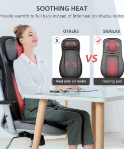 Snailax shiatsu Neck & Back Massager with Heat, Full Back Kneading Shiatsu or Rolling Massage, Massage Chair pad with Height Adjustment, Back Massager for Neck and Shoulder Black SL-233 26 81ZCwAEwFXL
