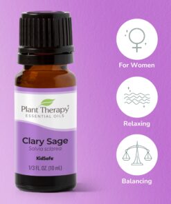 Plant Therapy Clary Sage Essential Oil 100% Pure, Undiluted, Natural Aromatherapy, Therapeutic Grade 10 mL (1/3 oz) 0.33 Fl Oz (Pack of 1) 18 81ZD2154k0L