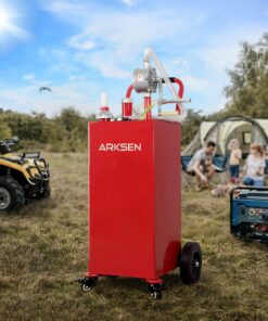 Arksen 35 Gallon Portable Gas Caddy Fuel Storage Tank Large Gasoline Diesel Can Hand Siphon Pump Rolling Flat-Free Solid Rubber Wheels Boat ATV Car Motorcycle Red 20 81ZFHpNxWcL