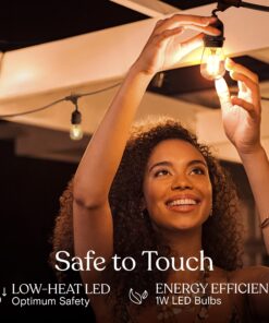 Brightech Ambience Pro - Waterproof LED Outdoor String Lights - Hanging, Dimmable Vintage Edison Bulbs - 48 Ft Commercial Grade Patio Lights, Christmas Cafe Ambience in Your Backyard, 2W 15 Bulbs (2700k) Soft White 48 Feet 33 81ZHpmxjipL