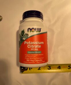 NOW Supplements, Potassium Citrate 99 mg, Supports Electrolyte Balance and Normal pH*, Essential Mineral, 180 Veg Capsules 180 Count (Pack of 1) Standard Packaging 40 81ZHyoeccuL