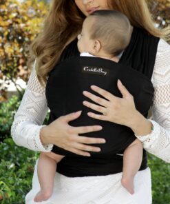 CuddleBug Baby Wrap Sling + Carrier - Newborns & Toddlers up to 36 lbs - Hands Free - Gentle, Stretch Fabric - Ideal for Baby Showers - One Size Fits All (Black) Black 27 81ZKZOVMNnL