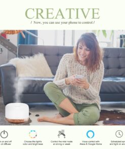 ASAKUKI Smart Wi-Fi Essential Oil Diffuser, App and Voice Control Compatible with Alexa, 500ml Aromatherapy Humidifier for Relaxing Atmosphere in Home Office Bedroom Gold 20 81ZL3WFuSCL