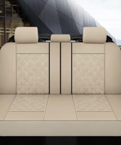 CAROMOP Luxury Leather Car Seat Covers Full Set-Waterproof Seat Protectors with Split Bench Seat Covers for Cars-Universal Cars Interior Covers for Sedans, SUVs, Pick-up Trucks(Beige/Beige Line) Beige 8 81ZLz2ryuhL