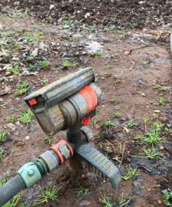 Gardena 38124 ZoomMaxx Oscillating Sprinkler on Metal Step Spike, Grey, Orange 2300 Sq. Ft. - ZoomMaxx 24 81ZMEEnSyDL