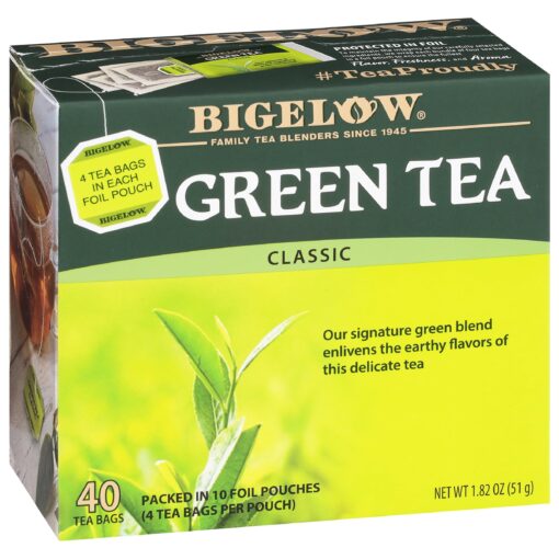 Bigelow Tea Classic Green Tea, Caffeinated, 40 Count (Pack of 6), 240 Total Tea Bags 40 Count (Pack of 6)