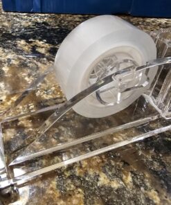 2-Piece Acrylic Tape Dispenser Desk Set - Durable, Stylish, and Versatile for Home, Office, or School - Fits Standard, Large, and Extra Large Tape Rolls - Desktop Convenience for Easy Organizing transparent 38 81ZNgESbuL