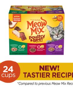 Meow Mix Tender Favorites Wet Cat Food, Poultry & Beef Variety Pack, 2.75 Ounce (Pack of 24) (Packaging May Vary) Variety Pack: Poultry & Beef 2.75 Ounce (Pack of 24) 28 81ZOd6hSpnL