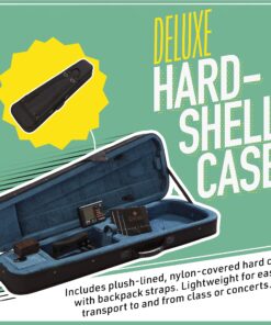 Mendini By Cecilio Violin - MV500+92D - Size 4/4 (Full Size), Black Solid Wood - Flamed, 1-Piece Violins w/Case, Tuner, Shoulder Rest, Bow, Rosin, Bridge & Strings - Adult, Kids Size: 4/4 (Full Size) 51 81ZP8HRhoES