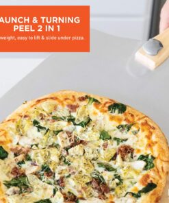 OUII Pizza Peel Aluminum Metal Pizza Paddle - 12 x 14 inch. Pizza Cutter Rocker 14'' Blade Pizza Spatula for Pizza Stone, Pizza Oven Accessories. Pastry, Dough, Bread Peel and Rocker Knife Pizza Tools 12" X 14" NON-PERFORATED 24 81ZPVfdLDL