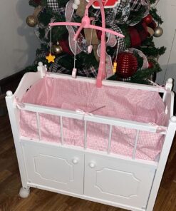 Badger Basket Toy Doll Bed with Storage Cabinet, Gingham Bedding, and Personalization Kit for 22 inch Dolls - White/Pink 57 81ZPoGMApeL