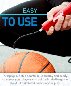 Franklin Sports Ball Pump Kit -7.4" - Perfect for Basketballs, Soccer Balls and More - Complete Hand Pump Kit with Needles, Flexible Hose, Air Pressure Gauge and Carry Bag,Red 26 81ZQ3ebiuPL