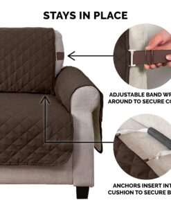 Furhaven Water-Resistant & Reversible Chair Cover Protector for Dogs, Cats, & Children - Two-Tone Pinsonic Quilted Living Room Furniture Cover - Espresso/Clay, Chair Reversible Two Tone Espresso & Clay 20 81ZQgPD5G6L 3