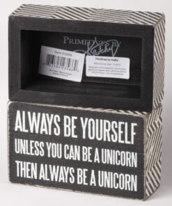 Alternative view of Primitives by Kathy Chevron Trimmed Box Sign,Wood, Paper, 3" x 5", Be A Unicorn 1