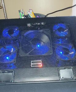 Kootek Laptop Cooling Pad 12"-17" Cooler Pad Chill Mat 5 Quiet Fans LED Lights and 2 USB 2.0 Ports Adjustable Mounts Laptop Stand Height Angle, Blue 49 81ZSEdmyLAL