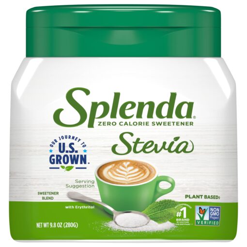 SPLENDA Stevia Zero Calorie Sweetener, Plant Based Sugar Substitute Granulated Powder, 9.8 oz Jar 9.8 Ounce (Pack of 1)