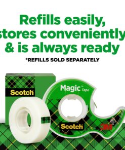 Scotch Magic Tape, Invisible, Repair Christmas Cards and Use as Holiday Gift Wrap Supplies for Christmas, 6 Tape Rolls With Dispensers 6 Packs 33 81ZZ6J4hmWL 1