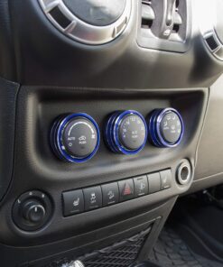 Audio Air Conditioning Button Cover Decoration Twist Switch Ring Trim Interior for Jeep Wrangler JK Patriot Compass Liberty for Dodge Challenger (Blue,3pcs) Blue 23 81ZZlx6dA5L