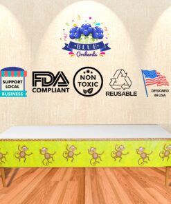 Blue Orchards Monkey Party Table Covers (Pack of 2) - 54"x108" XL - Monkey Birthday Party Supplies, Monkey Decorations, Monkey Baby Shower, Jungle Tablecloth for Boys & Girls, Monkey Table Covers 6 81ZZxYUY0eL