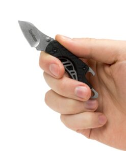 Kershaw Cinder Multi-Function Folding Pocketknife (1025); 1.4 Inch 3Cr13 Stonewashed Blade; Manual Opening; Liner Lock; Bottle Opener; Keychain Carry; Black Glass-Filled Nylon Handle; 0.9 oz 34 81ZayNN1VJL