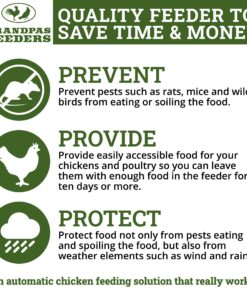 Grandpa's Feeders Automatic Chicken Feeder - Sturdy Galvanized Steel Poultry Feeders - No Spill with Weatherproof Lid - Standard Size for 6-12 Chickens 10 Days (20lb Feed) Silver 14 lb 26 81ZcEc6nrsL