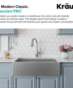 Kraus KHF200-33 Standart PRO Stainless Steel Sink 33 inch Farmhouse Apron Single Bowl 16 gauge Rounded Apronfront 33 81Ze4yp4EjL