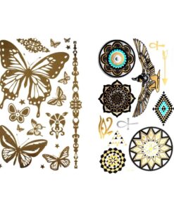 60 SHEETS - Lola Tatt Premium Sheets of Metallic Temporary Tattoos Gold, Silver and Multi-Colored. Group 3 12 81ZepvWAgHL