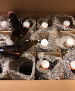 Home Brewing Glass Beer Bottle with Easy Wire Swing Cap & Airtight Rubber Seal -Amber- 16oz - Case of 12 - by Tiabo Amber 32 81ZfFx6bzVL