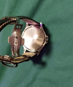 iStrap Leather Watch band -Alligator Grain Embossed Pattern Calfskin Replacement Strap-Stainless Steel Deployment Buckle with Push Buttons-Bracelet for Men Women-18mm 19mm 20mm 21mm 22mm 24mm Black/Tan Stitch-Silver 42 81ZfRjCyB2L