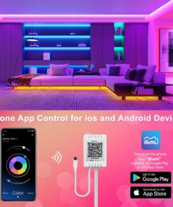 Nexillumi 100Ft LED Strip Lights Music Sync Color Changing RGB LED Strip Remote, Sensitive Built-in Mic, App Controlled LED Lights Rope Lights, 5050 RGB LED Light Strip(APP+Remote+Mic) 100 ft 14 81Zfyc0qKL