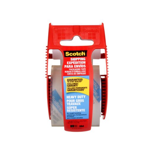 Scotch Brand Heavy Duty Shipping Packaging Tape, 1 Roll with Dispenser, 1.88" x 22.2 Yards, 1.5" Core, Great for Packing, Shipping & Moving, Clear (142)