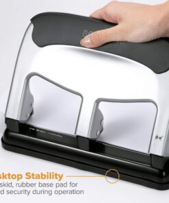 Bostitch Office EZ Squeeze Heavy Duty 3 Hole Punch, 40-Sheet Capacity, Use Less Force, Perfect for Home Office School Supplies, Sleek Design, Silver 1 30 81ZjoAyAQL