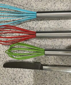 Silicone Whisk Set of 3 - Silicone Whisks for Cooking Non-Scratch - Silicone Whisk Set - Hand Whisk - Wisk - Metal Whisk - Small Whisk - Mini Whisk - Stainless Steel Whisk Multicolor 35 81Zk6CJb cL