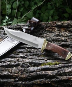 Mossy Oak 14-inch Bowie Knife, Full-tang Fixed Blade, Wood Handle Hunting Knife with Leather Sheath for Camping, Hiking, Survival 38 81Zm9xAZU8L