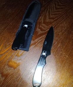 BladesUSA Perfect Point Throwing Knives – Set of 3 – Black Stainless Steel Blades and Handles w/ Spider Design, Nylon Sheath, Full Tang Construction, Well Balanced, Throwing Sport Knives – RC-1793B 44 81ZnECfxl6L