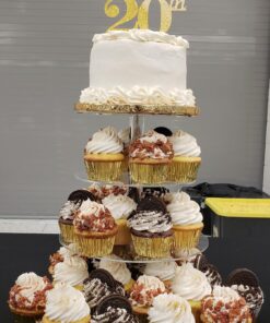 YestBuy 4 Tier Cupcake Stand, Acrylic Cupcake Tower Stand, Premium Cupcake Holder, Clear Cupcake Display Tree Tower Stand for 52 Cupcakes, Display for Pastry Wedding Birthday Party (4 Tier Round) 4 Tier Round 29 81ZnUMoka9L