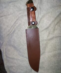 Mossy Oak 14-inch Bowie Knife, Full-tang Fixed Blade, Wood Handle Hunting Knife with Leather Sheath for Camping, Hiking, Survival 53 81ZooDi 7dL