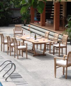 Grade-A Teak Wood Extra Large Double Extension 117" Mas Rectangle Dining Table with Trestle Legs #WHDT118RM 3 81Zow5jYbL