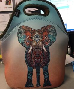 Artovida Artists Collective Insulated Neoprene Lunch Bag - Washable Soft Lunch Tote for Work and Picnic - Design by Monika Strigel (Germany) Elephant - Classic Monika Strigel Elephant 21 81ZoznP1aL