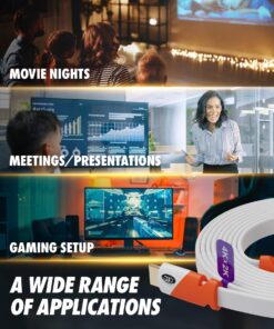 Flat Cable HDMI - 2.0 - High Speed HDMI Flat Wire, by Ultra Clarity - CL3 Rated - Audio Return Channel (ARC) 4K Ultra HD 2160p / Bandwidth up to 18Gbps / 3D HD 2 X 1080p Ready (25 feet 1-Pack) 25Feet-1Pack 19 81ZpUeurGUL