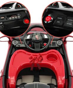 Roadster Ride On Kids Car w/Remote Control for Kids | 12V Power Battery Licensed Kid Car to Drive with 3 Speeds, LED Lights, Dining Table, Leather Seat 18 81Zq1Y4N28L