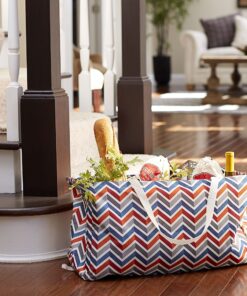 Alternative view of Household Essentials Canvas Utility Tote with Handles, Rectangular Krush Tote, Water-Resistant Vinyl Lining, Large Capacity, Durable and Versatile, Chevron Pattern Short Rectangular