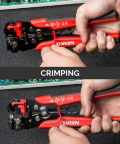 NEIKO 01924A 3-in-1 Automatic Wire Stripper, Cutter, and Crimping Tool, Auto Self-Adjusting Pliers that Cut up to 10 AWG 3-in-1 Auto Wire Strippers, Red 21 81ZrkGdbXVL