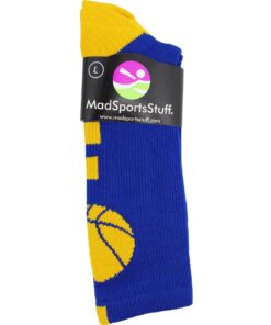 MadSportsStuff Basketball Socks for Boys Girls - Athletic Crew Socks - Youth and Adult Sizes Medium Royal/Gold 8 81Zrp2lAJ4L