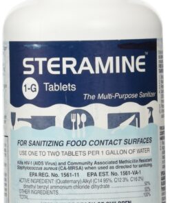 1 X Steramine Quaternary Sanitizing Tablets - 150 Sanitizer Tablets per Bottle