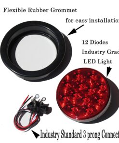 Alternative view of AutoSmart 4" Round LED Stop Turn Tail Light Includes Pair Light Red Lens, Grommet, Plug For Truck Trailer