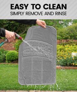 BDK Original ProLiner 3 Piece Heavy Duty Front & Rear Rubber Floor Mats for Car SUV Van & Truck, Gray - All Weather Floor Protection with Universal Fit Design 3PC Front & Rear 18 81Zz0pJQOCL