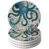 Thirstystone Monterey Bay 4 Pack Round Absorbent Stone Coasters with Protective Cork Backing Manufactured in the USA Artistic Absorbent Easily Wipes Clean 21 81a pNfwy9L